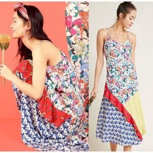 52 Conversations by Anthropologie Colloquial Bias Patchwork Dress Size Medium